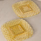 Vintage LE Smith Medium Yellow Glass Trellis Plate (Set of 2)