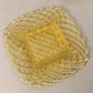 Vintage LE Smith Medium Yellow Glass Trellis Plate (Set of 2)