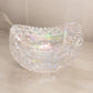 Vintage LE Smith Oval Clear Iridescent Sawtooth Edge Glass Bowl