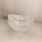 Vintage LE Smith Oval Clear Iridescent Sawtooth Edge Glass Bowl
