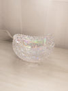 Vintage LE Smith Oval Clear Iridescent Sawtooth Edge Glass Bowl