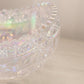 Vintage LE Smith Oval Clear Iridescent Sawtooth Edge Glass Bowl