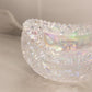 Vintage LE Smith Oval Clear Iridescent Sawtooth Edge Glass Bowl