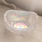 Vintage LE Smith Oval Clear Iridescent Sawtooth Edge Glass Bowl