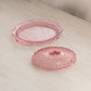 Vintage LE Smith Oval Pink Glass Lidded Hobnail Butter Dish