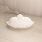 Vintage LE Smith Oval Milk Glass Glass Lidded Hobnail Butter Dish
