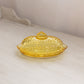 Vintage LE Smith Oval Yellow Glass Lidded Hobnail Butter Dish