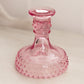 Vintage LE Smith Pink Glass Hobnail Candlestick