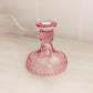 Vintage LE Smith Pink Glass Hobnail Candlestick