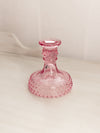 Vintage LE Smith Pink Glass Hobnail Candlestick