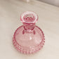 Vintage LE Smith Pink Glass Hobnail Candlestick