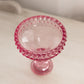 Vintage LE Smith Pink Glass Hobnail Candlestick