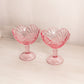 Vintage LE Smith Pink Glass Leaf Goblets (Set of 2)