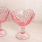 Vintage LE Smith Pink Glass Leaf Goblets (Set of 2)