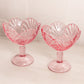 Vintage LE Smith Pink Glass Leaf Goblets (Set of 2)