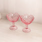Vintage LE Smith Pink Glass Leaf Goblets (Set of 2)
