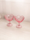 Vintage LE Smith Pink Glass Leaf Goblets (Set of 2)