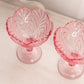 Vintage LE Smith Pink Glass Leaf Goblets (Set of 2)