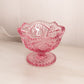Vintage LE Smith Pink Glass Sawtooth Edge Compote