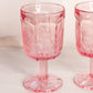 Vintage LE Smith Pink Glass Thistle Goblets (Set of 2)