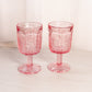 Vintage LE Smith Pink Glass Thistle Goblets (Set of 2)