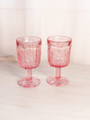 Vintage LE Smith Pink Glass Thistle Goblets (Set of 2)