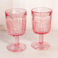 Vintage LE Smith Pink Glass Thistle Goblets (Set of 2)