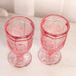 Vintage LE Smith Pink Glass Thistle Goblets (Set of 2)