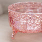 Vintage LE Smith Pink Iridescent Glass Daisy & Button 3-Toed Bowl