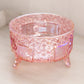 Vintage LE Smith Pink Iridescent Glass Daisy & Button 3-Toed Bowl