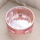 Vintage LE Smith Pink Iridescent Glass Daisy & Button 3-Toed Bowl