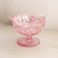 Vintage LE Smith Pink Iridescent Glass Sawtooth Edge Compote