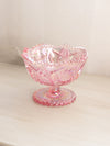 Vintage LE Smith Pink Iridescent Glass Sawtooth Edge Compote