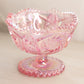 Vintage LE Smith Pink Iridescent Glass Sawtooth Edge Compote