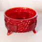 Vintage LE Smith Red Amberina Glass Daisy & Button 3-Toed Bowl