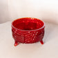 Vintage LE Smith Red Amberina Glass Daisy & Button 3-Toed Bowl