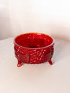 Vintage LE Smith Red Amberina Glass Daisy & Button 3-Toed Bowl