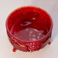 Vintage LE Smith Red Amberina Glass Daisy & Button 3-Toed Bowl