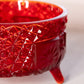 Vintage LE Smith Red Amberina Glass Daisy & Button 3-Toed Bowl