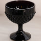 Vintage LE Smith Short Black Amethyst Glass Hobnail Goblet