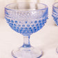 Vintage LE Smith Short Blue Glass Hobnail Goblets (Set of 2)
