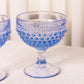 Vintage LE Smith Short Blue Glass Hobnail Goblets (Set of 2)
