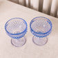 Vintage LE Smith Short Blue Glass Hobnail Goblets (Set of 2)