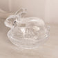 Vintage LE Smith Small Clear Glass Lidded Bunny Rabbit Dish