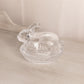 Vintage LE Smith Small Clear Glass Lidded Bunny Rabbit Dish