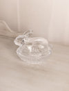 Vintage LE Smith Small Clear Glass Lidded Bunny Rabbit Dish