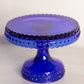 Vintage LE Smith Small Cobalt Blue Glass Hobnail Cake Stand