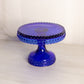 Vintage LE Smith Small Cobalt Blue Glass Hobnail Cake Stand
