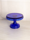 Vintage LE Smith Small Cobalt Blue Glass Hobnail Cake Stand