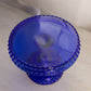 Vintage LE Smith Small Cobalt Blue Glass Hobnail Cake Stand